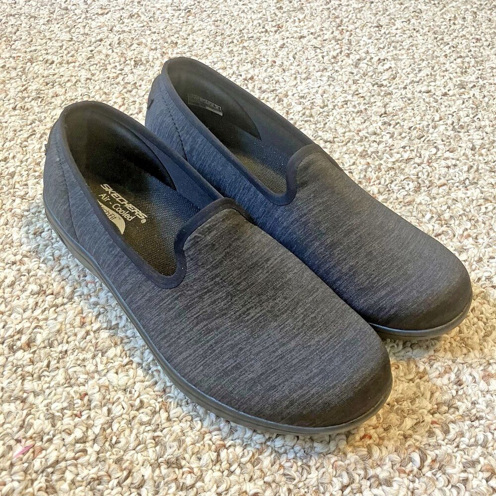 Skechers Air Cooled Loafer Flat Shoes Womens Size 7.5 Heathered Black Arch Fit